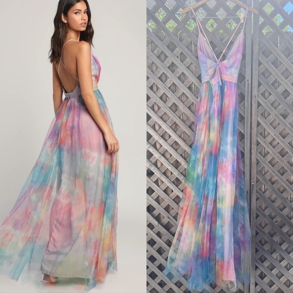 Elegant Moment Multi Watercolor Backless Maxi Dress - Picture 8 of 11